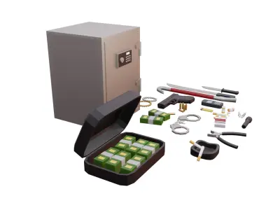 24 MORE objects gameready CRIMINAL PACK Low-poly 3D model