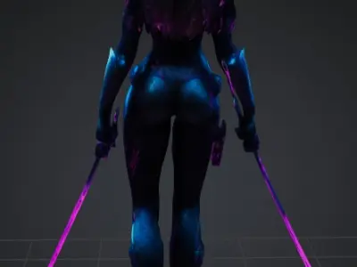 Cyberpunk Ninja 3D Model Low-poly 3D model