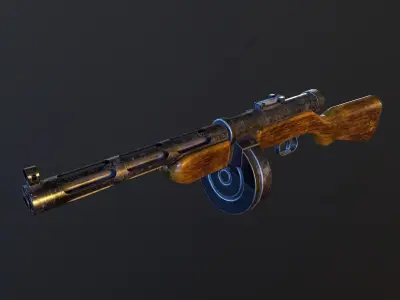 PPD40 soviet ww2 machine gun pbr Low-poly 3D model
