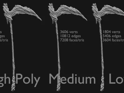 3D Scythe DarkRock model Low-poly 3D model