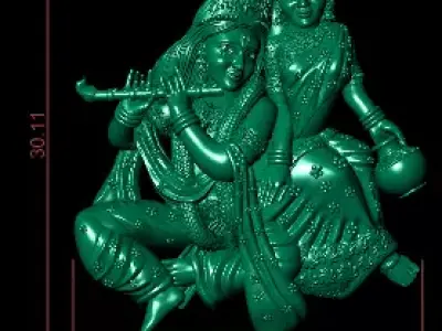 Radha Krishna Murti on Marble Base Low-poly 3D model