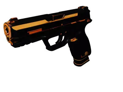 SciFi Handgun with Orange Glow 3D model