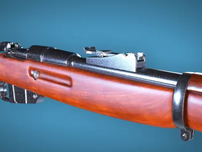Mosin Nagant Bolt Action Rifle LowPoly Firearm  3D Model Low-poly 3D model