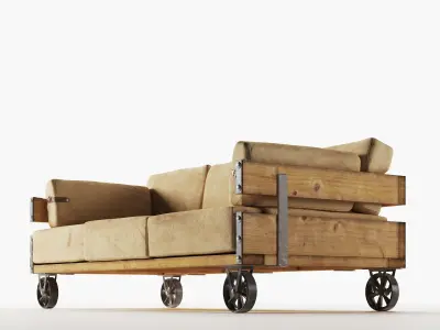 Industrial Sofa Low-poly 3D model