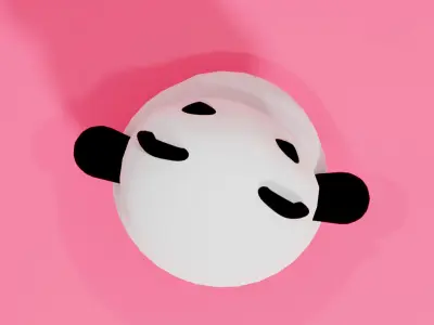 Cute small panda character 3D model