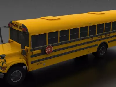 B-Series B-800 School Bus 1995 Low-poly 3D model