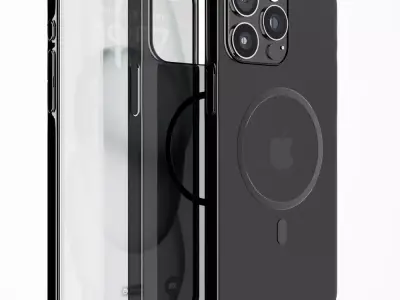 Black Transparent Iphone cover with MagSafe Low-poly 3D model