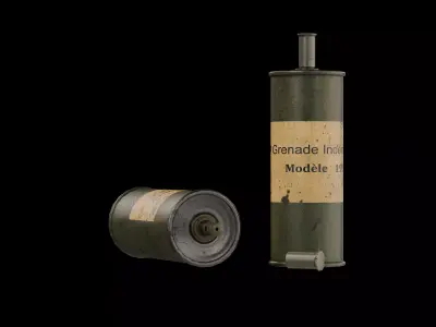 French Incendiary grenade m1916 Low-poly 3D model