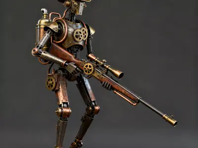 Steampunk Marksman 3D Model Low-poly 3D model