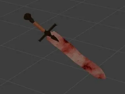 Broadsword sword with blood Free low-poly 3D model