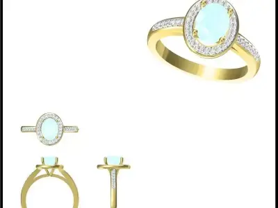 JCD Format Antique color stone rings jewelry cam 3D print model buy