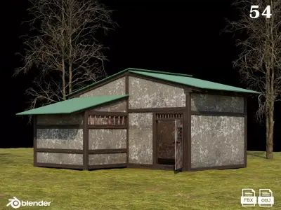 Medieval Houses 54- 4K Textures Game Ready Low-poly 3D model