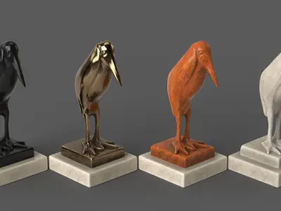 Stork bronze sculpture  3D model