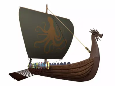 Viking Ship Low-poly 3D model