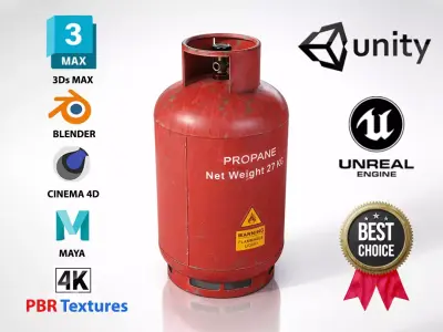 gas cylinder 27L PBR 4K game ready Low-poly 3D model