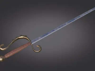 Stylized Medieval Sword melee weapon game ready Low-poly 3D model shop