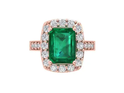 Emerald Art Deco Ring 3D print model 25