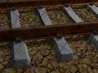 Prestressed concrete sleeper viaduct over a road PS-94 1435 60E1 3D model