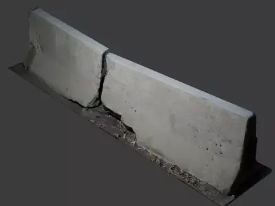 Double Concrete Barrier - Photoscanned Free 3D model