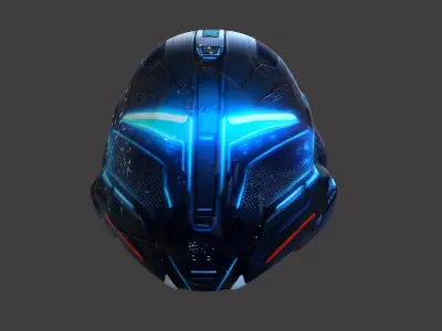 Cyberpunk Helmet  Low-poly 3D model