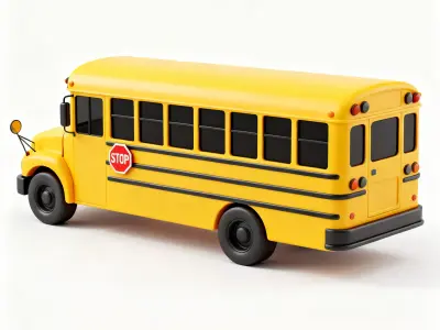 Stylized School Bus 3D Model Low-poly 3D model
