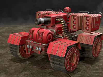 UGV Concept-3-Red-Dirty Low-poly 3D model