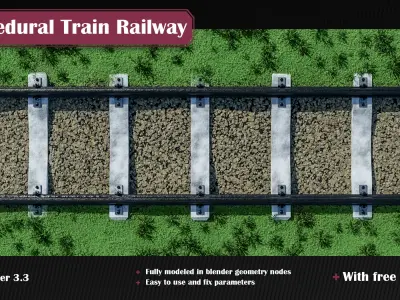 Procedural Train Railway Track 3D model