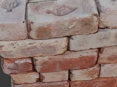 Antique Stamped Brick Stack  Low-poly 3D model