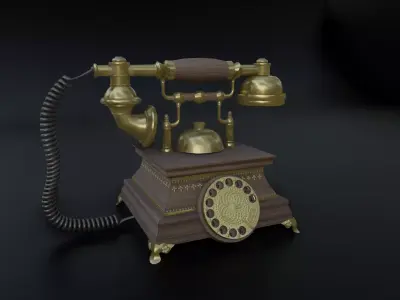 Vintage Rotary Old Phone Low-poly 3D model