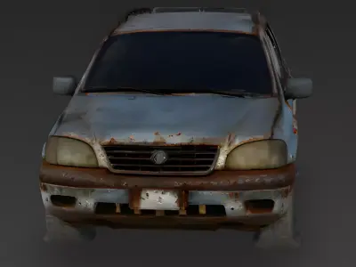 Realistic Abandoned Rusty SUV 3D Model Low-poly 3D model