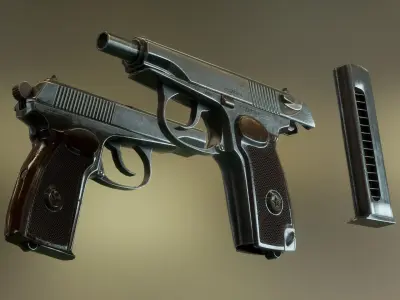 PM Makarov pistol Low-poly 3D model
