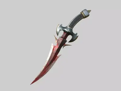 Medieval Dagger 02 Blood - Fantasy Character Weapon Low-poly 3D model