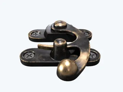 Metal  latch for drawers and boxes Low-poly 3D model