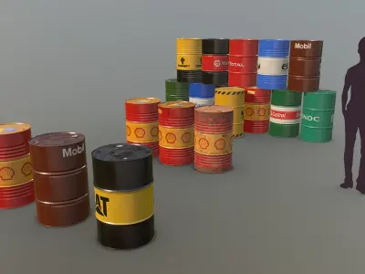Cargo Iron Barrels 200L Brands Low-poly 3D model