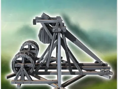 Medieval trebuchet with wooden counterweight 1 - Medieval Gothic 3D print model purchase