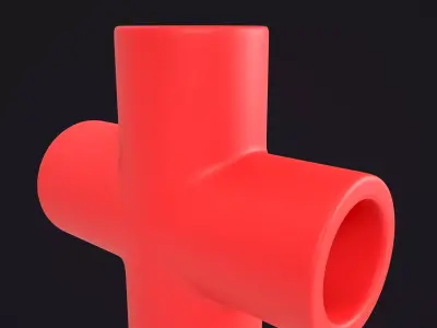 Cross Pipe Connector 3D model