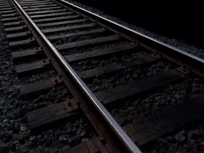 Railroad with Wood Sleepers Low-poly 3D model