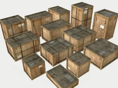 Old Wooden Cargo Crates with Dust Low-poly 3D model