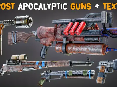 30 Apocalyptic Guns and Texture   Vol 12   Low-poly 3D model