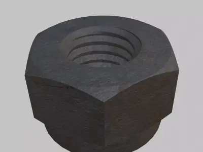 M10 Nut Coarse Threads Lock Type with Rusty Iron Texture 3D model