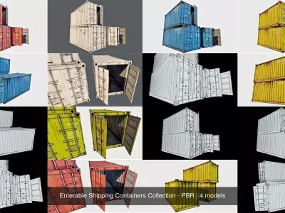 Enterable Shipping Containers Collection - PBR 3D Model Pack