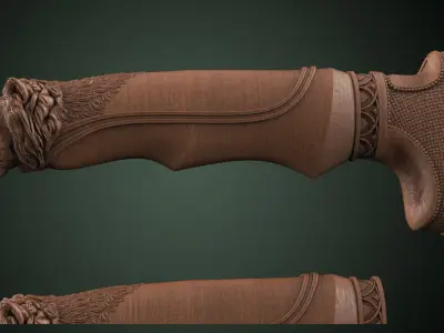 Lion Head Knife Handle 3D print model