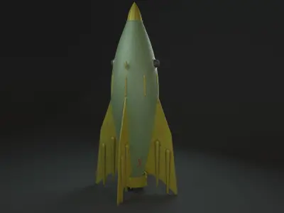 Rocketship V2 1950s style Free low-poly 3D model