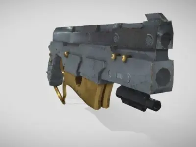 Lowpoly Steam punk PBR game ready Gun Asset  Low-poly 3D model