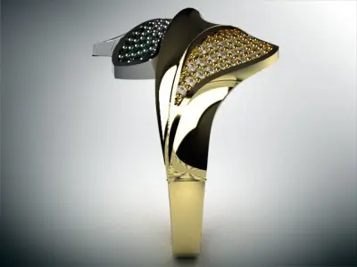 woman diamond ring 2 part  R00098 3D print model