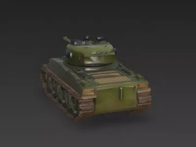 WWII Medium Tank Sherman Style 3D Model Low-poly 3D model