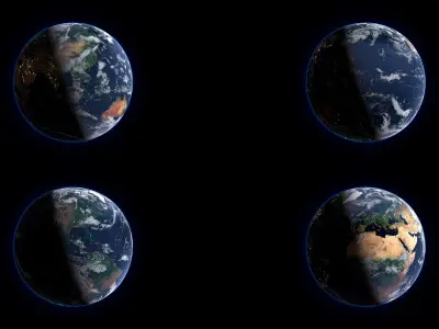 Volumetric Planet Earth with Aurora Borealis For Blender 3D model