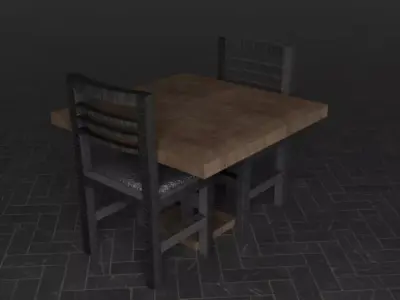 Table and Chair Low-poly 3D model purchase