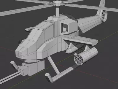 Stylized Low Poly Helicopter Attack Game Ready Low-poly 3D model
