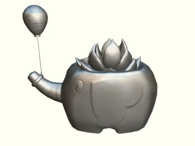 Cute Elephant Succulent Planter Pot  LP  Low-poly 3D model
